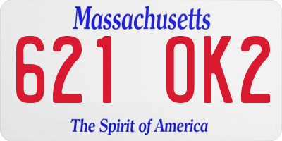 MA license plate 621OK2