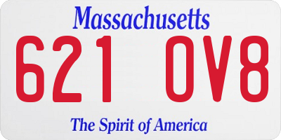 MA license plate 621OV8