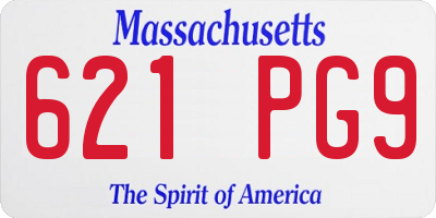 MA license plate 621PG9