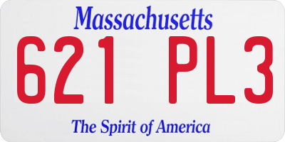 MA license plate 621PL3