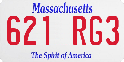 MA license plate 621RG3