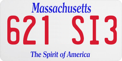 MA license plate 621SI3