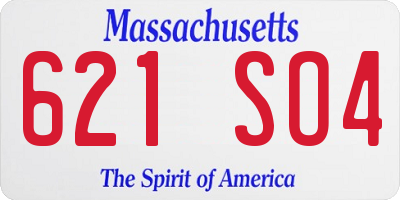 MA license plate 621SO4