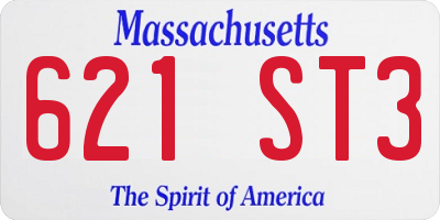 MA license plate 621ST3