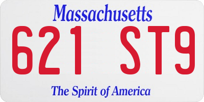 MA license plate 621ST9