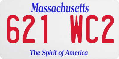 MA license plate 621WC2