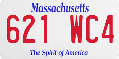 MA license plate 621WC4