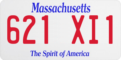 MA license plate 621XI1