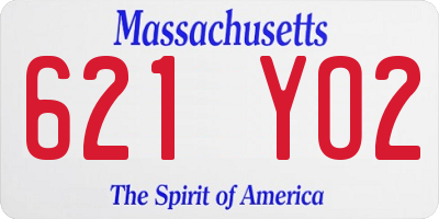 MA license plate 621YO2
