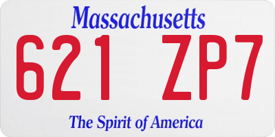 MA license plate 621ZP7