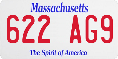 MA license plate 622AG9