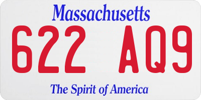 MA license plate 622AQ9