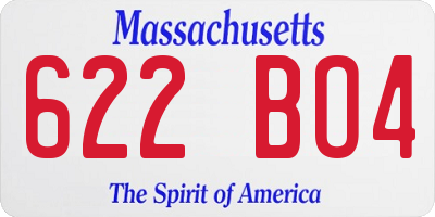 MA license plate 622BO4