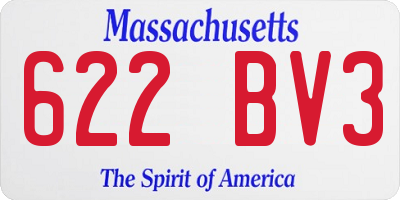 MA license plate 622BV3