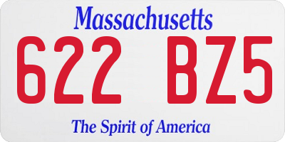 MA license plate 622BZ5