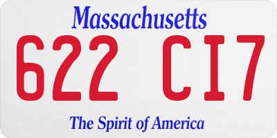 MA license plate 622CI7