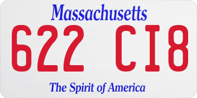 MA license plate 622CI8
