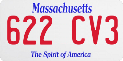 MA license plate 622CV3