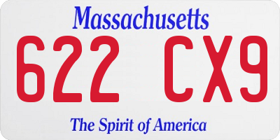 MA license plate 622CX9