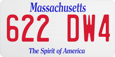 MA license plate 622DW4