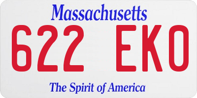 MA license plate 622EK0