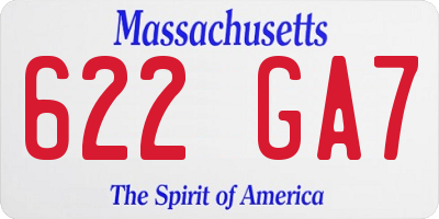 MA license plate 622GA7