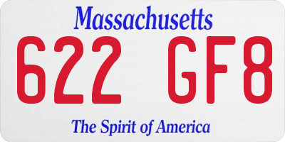 MA license plate 622GF8