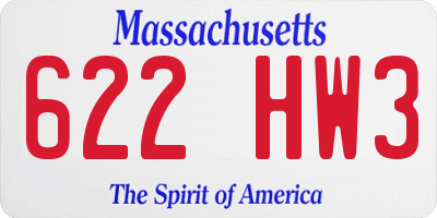 MA license plate 622HW3