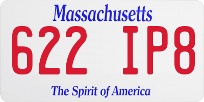 MA license plate 622IP8