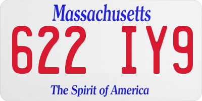 MA license plate 622IY9