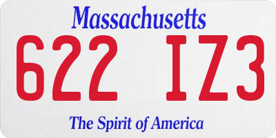 MA license plate 622IZ3