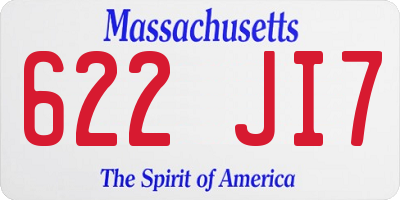 MA license plate 622JI7