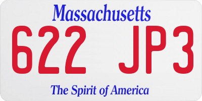MA license plate 622JP3