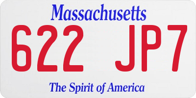 MA license plate 622JP7