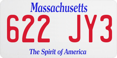 MA license plate 622JY3