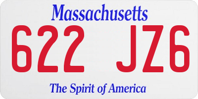 MA license plate 622JZ6