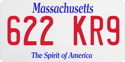 MA license plate 622KR9