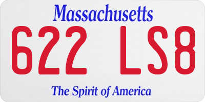 MA license plate 622LS8
