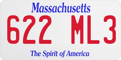 MA license plate 622ML3
