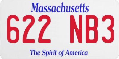 MA license plate 622NB3