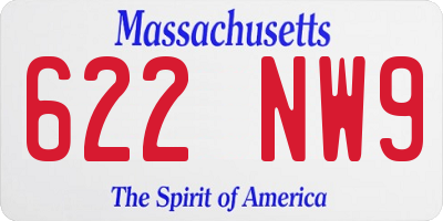 MA license plate 622NW9