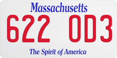 MA license plate 622OD3