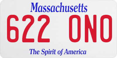 MA license plate 622ON0