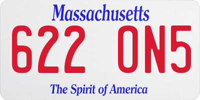 MA license plate 622ON5