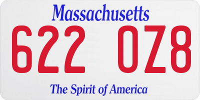 MA license plate 622OZ8