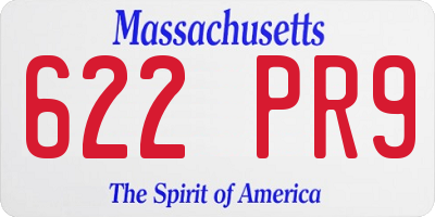 MA license plate 622PR9