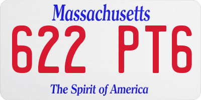 MA license plate 622PT6