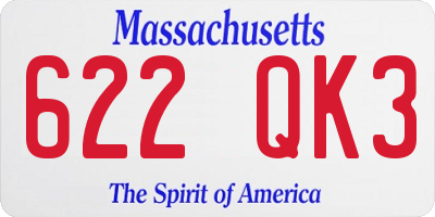 MA license plate 622QK3
