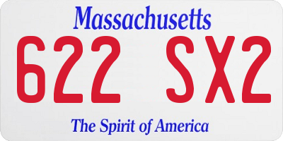 MA license plate 622SX2