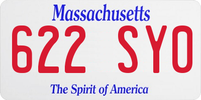 MA license plate 622SY0